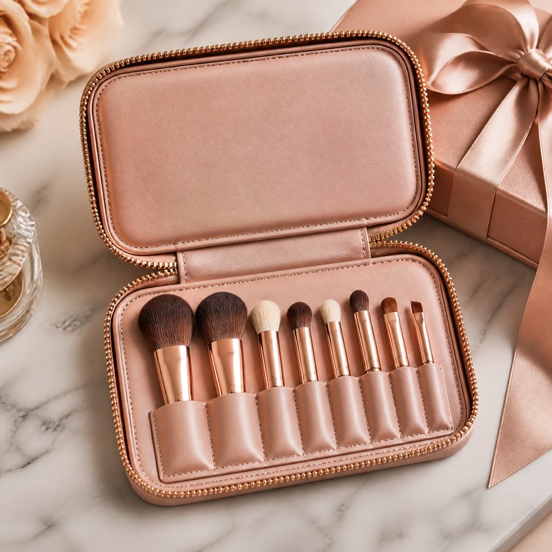 Travel Brush Set in Leather Case