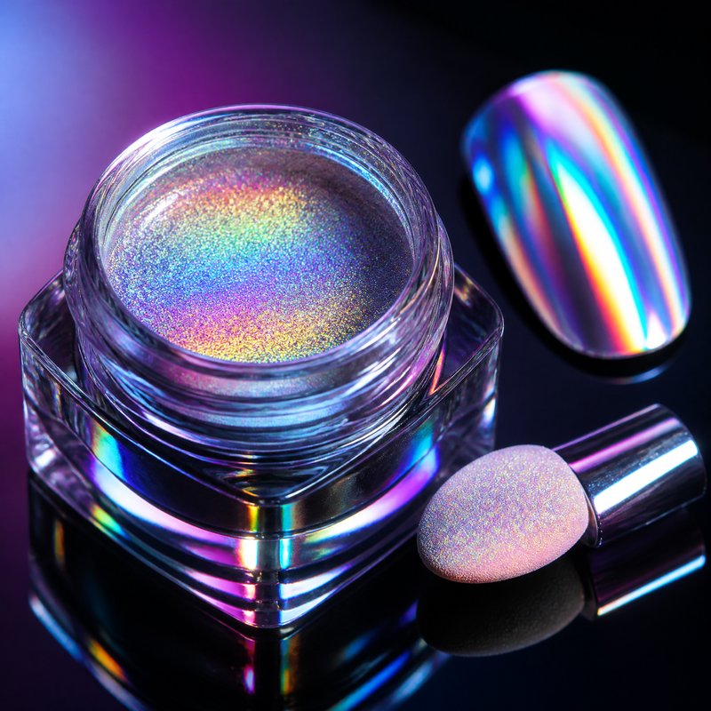 Holographic Chrome Powder — Mirror Finish
